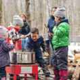 Children tasting maple syrup