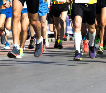 Group of runners racing