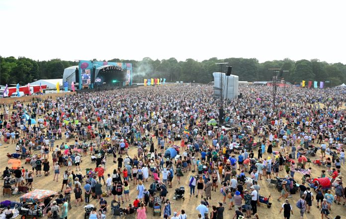 the audience in front of the main stage at Latitude Festival