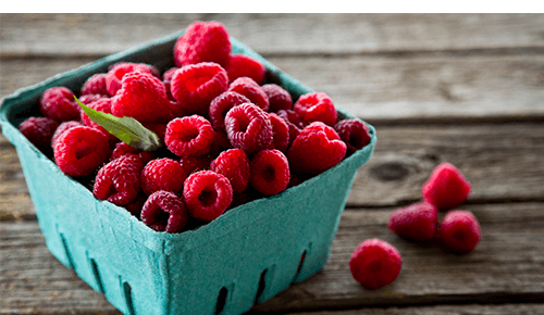 Basket full oof fresh raspberries