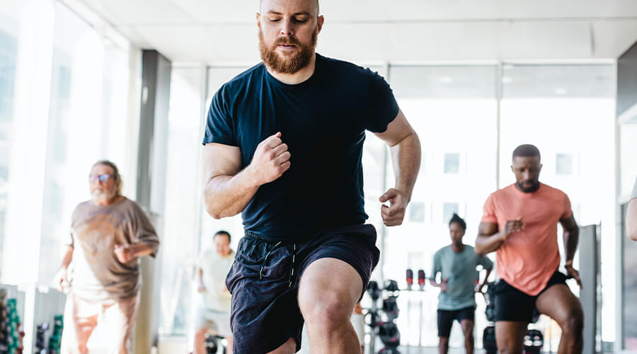 Group working out in class setting