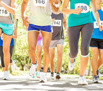 Group running in race outside