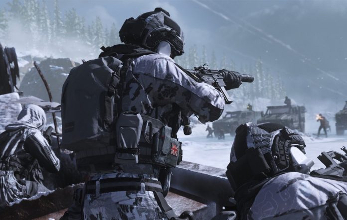 Call of Duty MW3 Game Pass release time: Multiple soldiers can be seen shooting at something.