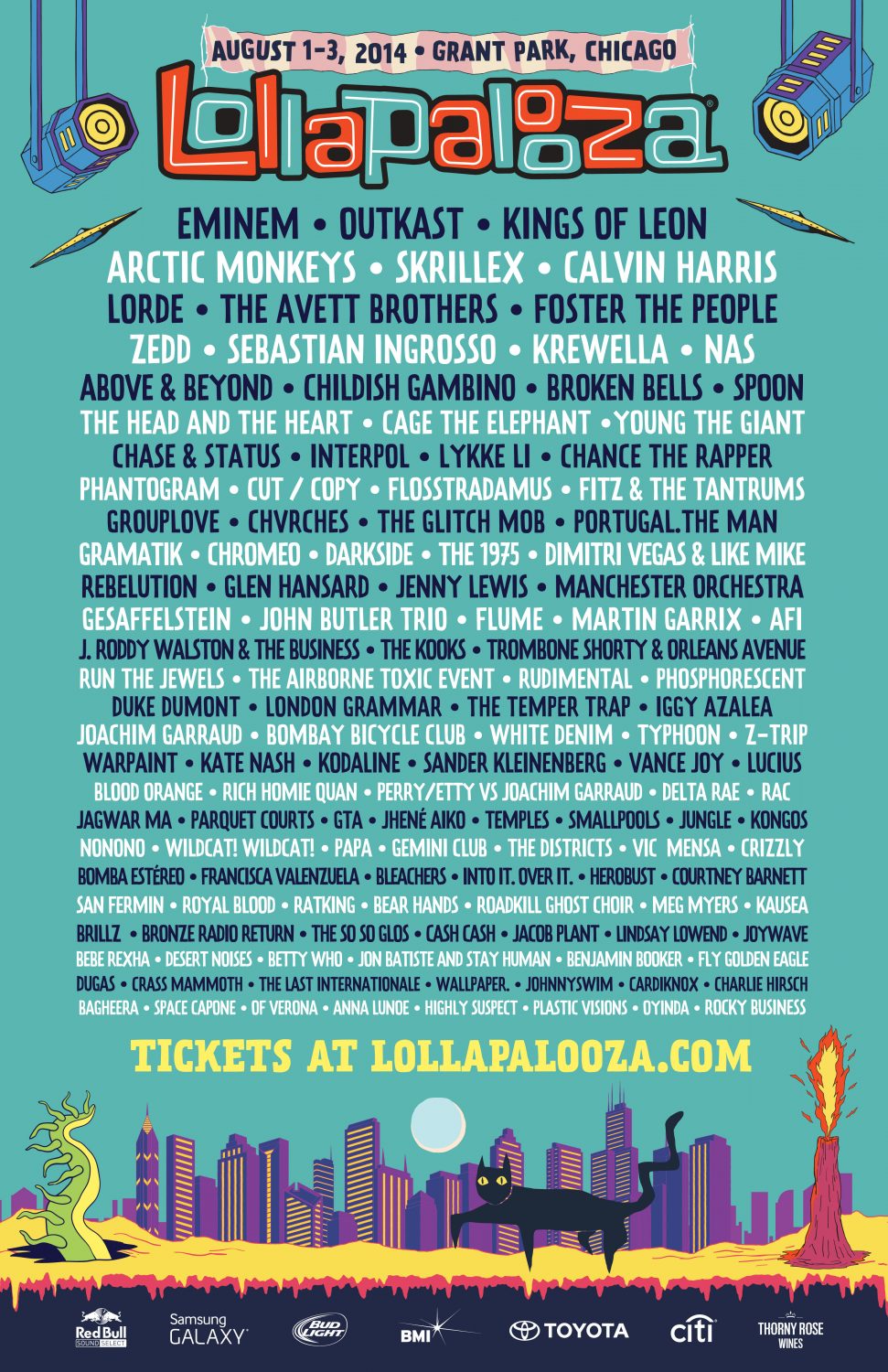 Lollapalooza 2014 line-up poster