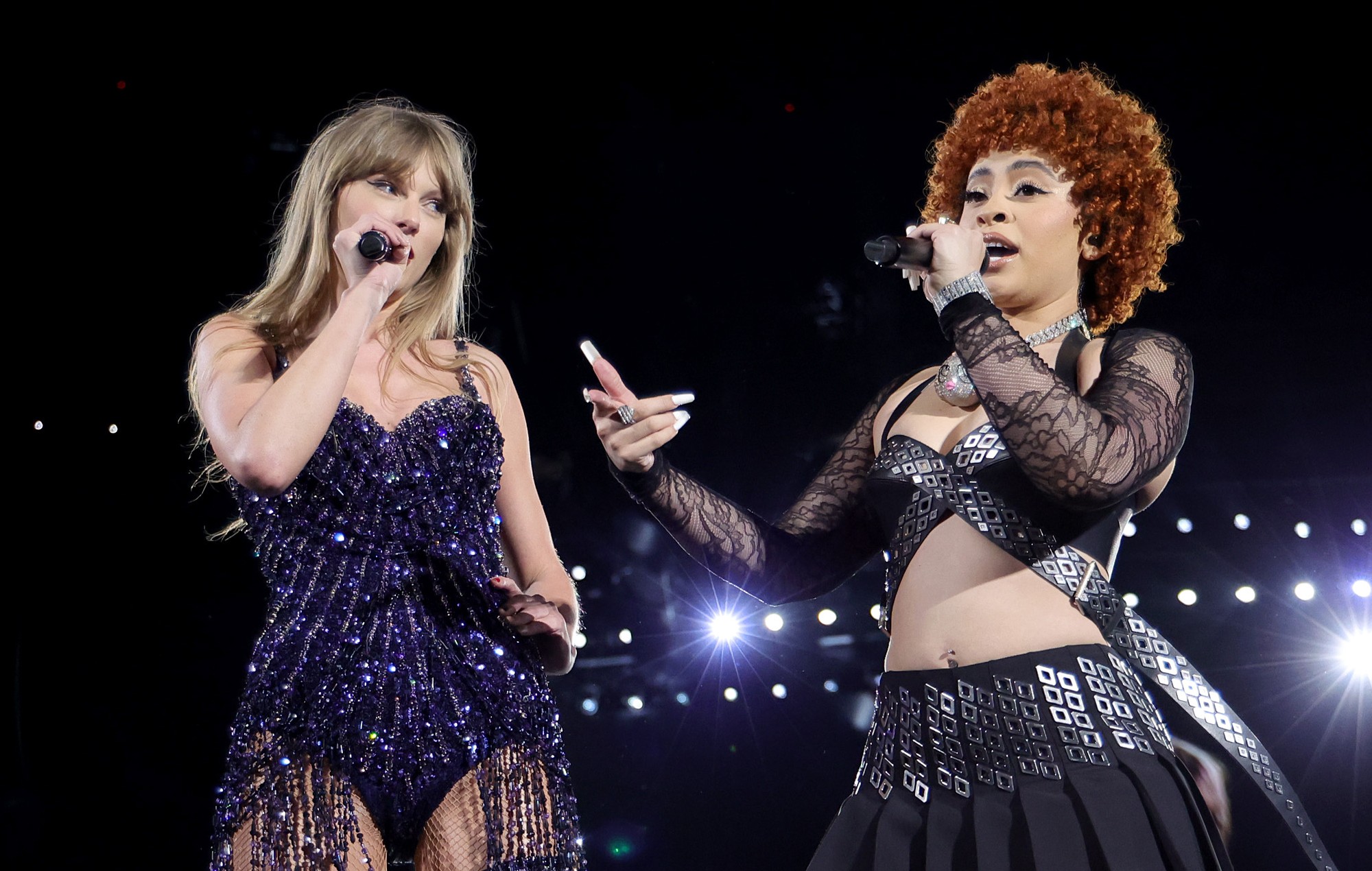 Taylor Swift and Ice Spice performing in 2023